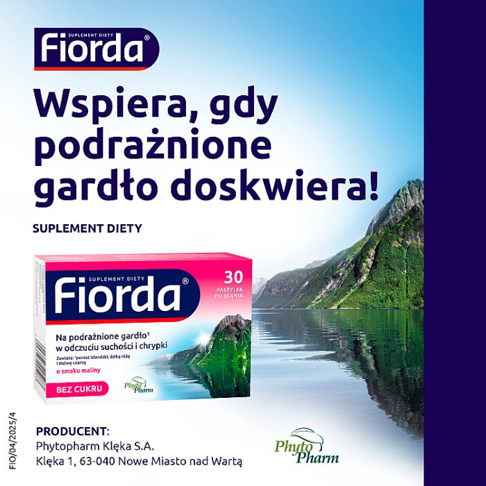 Fiorda pastylki do ssania o smaku maliNowym, 30 szt.