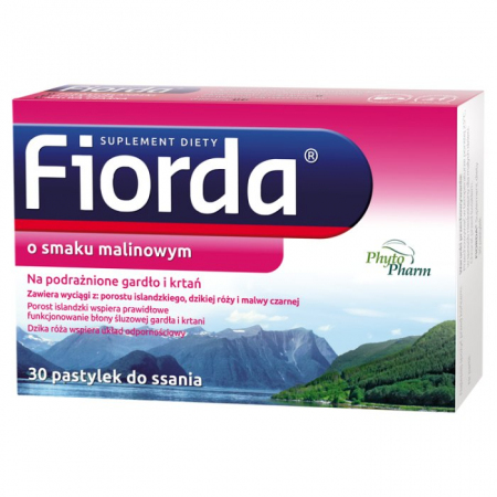 Fiorda (smak malinowy) 30 pastylek do ssania / Chrypka
