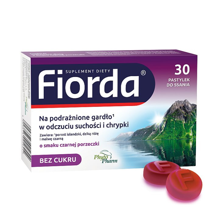 Fiorda pastylki do ssania o smaku czarnej porzeczki, 30 szt.