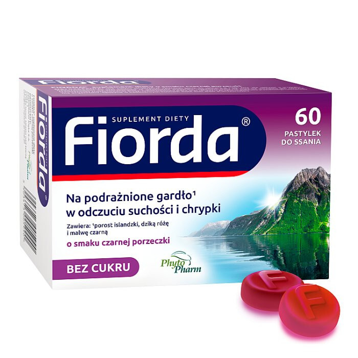 Fiorda pastylki do ssania o smaku czarnej porzeczki, 60 szt.