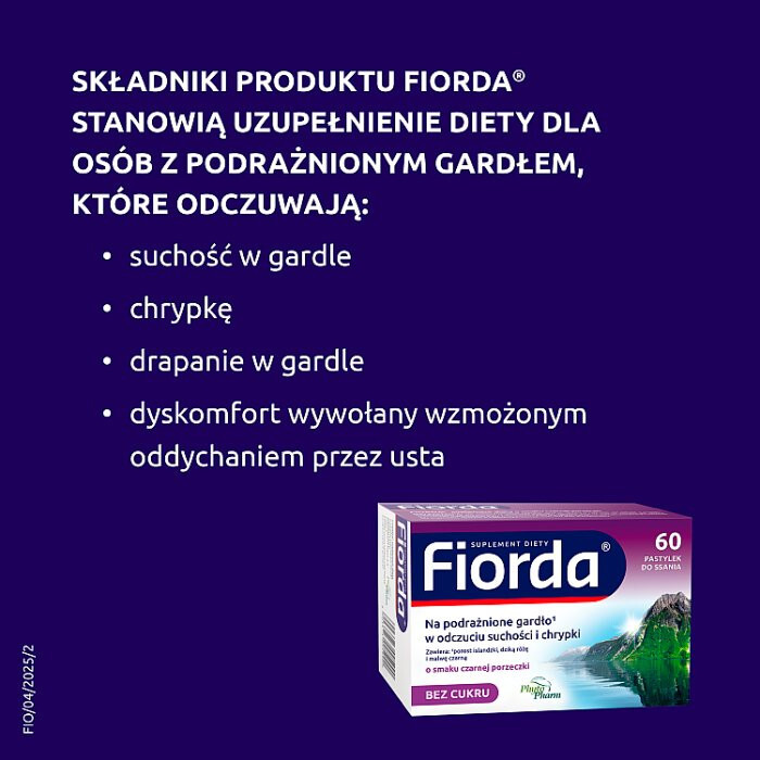 Fiorda pastylki do ssania o smaku czarnej porzeczki, 60 szt.
