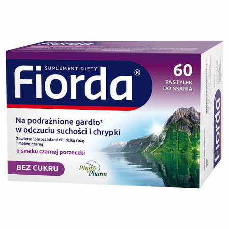 Fiorda pastylki do ssania o smaku czarnej porzeczki, 60 szt.