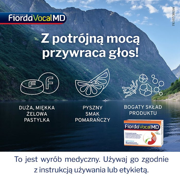 Fiorda Vocal MD 30 pastylek smak pomarańczowy