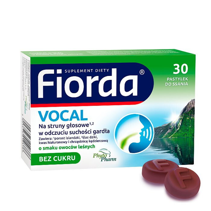 Fiorda Vocal pastylki do ssania bez cukru o smaku owoców leśnych, 30 szt.