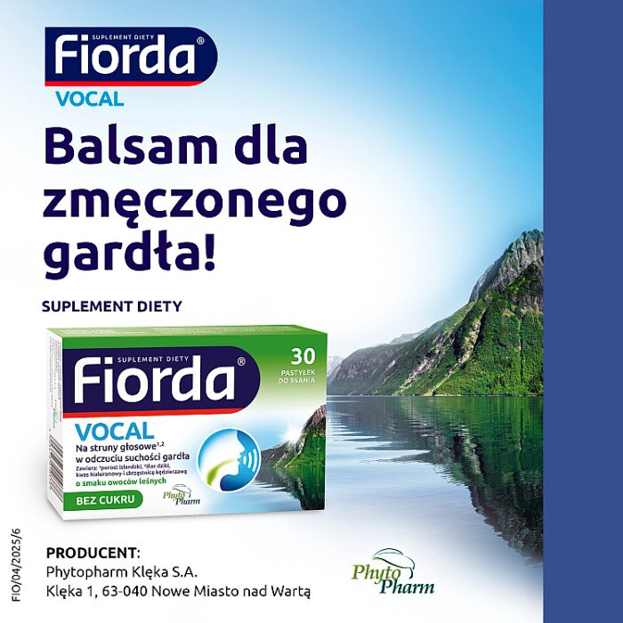 Fiorda Vocal pastylki do ssania bez cukru o smaku owoców leśnych, 30 szt.