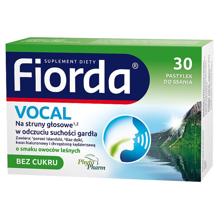 Fiorda Vocal pastylki do ssania bez cukru o smaku owoców leśnych, 30 szt.