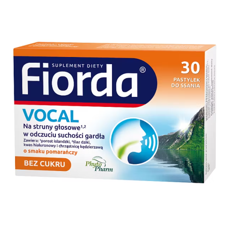 Fiorda Vocal pastylki do ssania o smaku pomarańczowym, 30 szt.