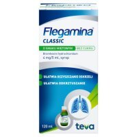 Flegamina 4 mg/5 ml syrop o smaku miętowym bez cukru, 120 ml