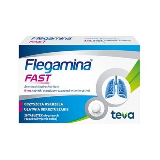 Flegamina Fast 8 mg 20 tabletek ulegających rozpadowi w jamie ustnej