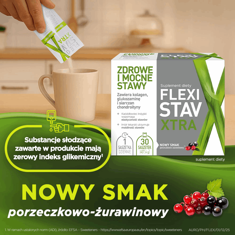 FlexiStav Xtra saszetki z proszkiem o smaku porzeczkowo-żurawinowym, 30 szt.