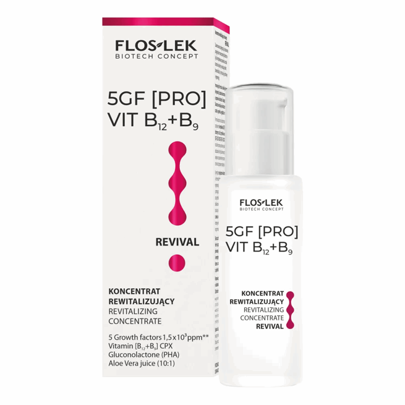 Flos-Lek 5GF (Pro) VIT B12 + B9 Revival Koncentrat rewitalizujący do twarzy, 30 ml