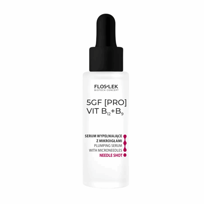Flos-Lek 5GF PRO VIT B12+B9 Serum wypełniające z mikroigłami do twarzy Needle Shot, 30 ml