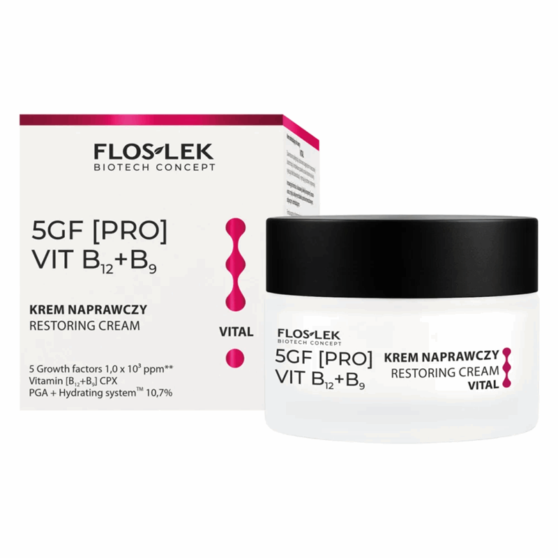 Flos-Lek 5GF (Pro) VIT B12 + B9 Vital Krem naprawczy do twarzy, 50 ml