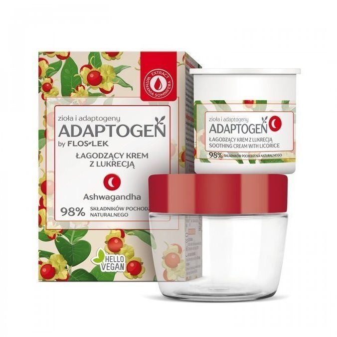 FLOS-LEK ADAPTOGEN Łagodzący krem z lukrecją na noc (zestaw) 50 ml