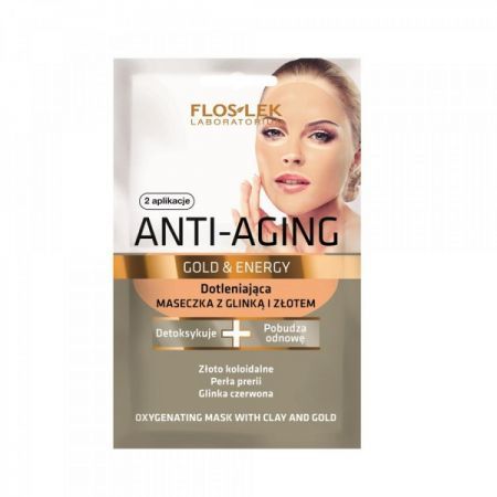 FLOS-LEK Gold&Energy Dotleniająca maseczka z glinką i złotem 2 x 5 ml