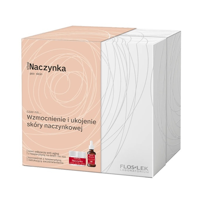 Flos-Lek Stop Naczynka Zestaw: krem odżywczy anti-aging z hesperydyną na dzień i na noc, 50 ml + koncentrat redukujący zaczerwienienia, 30 ml