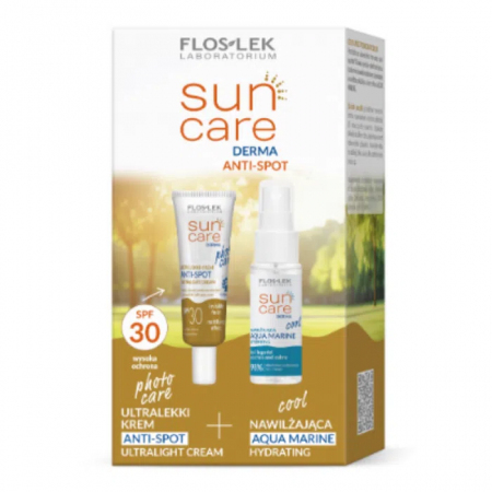 Flos-Lek Sun Anti-Spot zestaw krem ultralekki SPF30, 30 ml + nawilżająca mgiełka, 30 ml