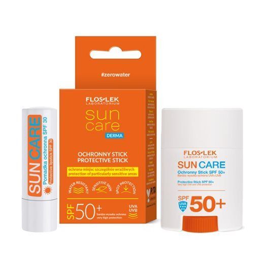 FLOS-LEK SUN CARE Derma Ochronny stick SPF50+ 16 g + Pomadka ochronna SPF30