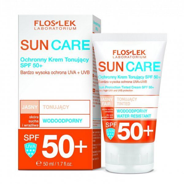 Flos-Lek Sun Krem ochronny tonujący SPF 50+ cera sucha i wrażliwa, 50 ml