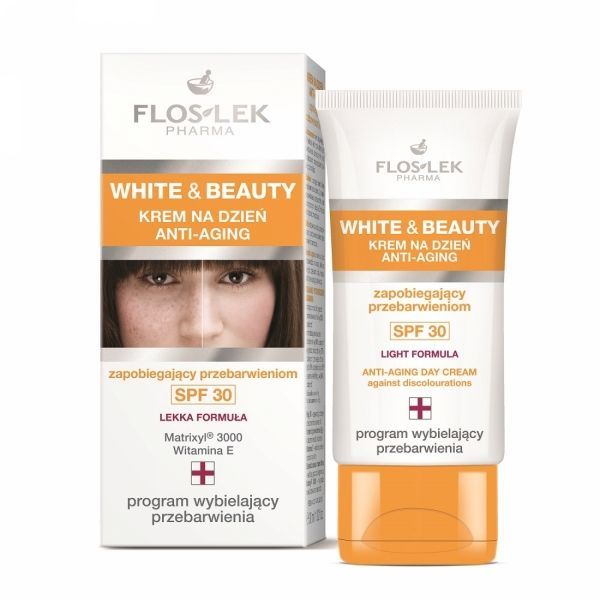 Flos-Lek White & Beauty Anti-Aging krem na dzień zapobiegający przebarwieniom SPF30, 30 ml