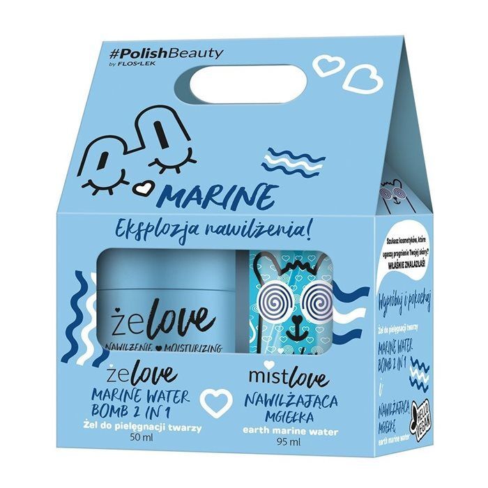 FLOS-LEK ŻELOVE Marine water bomb 2in1 50 ml + MISTLOVE Nawilżająca mgiełka 95 ml