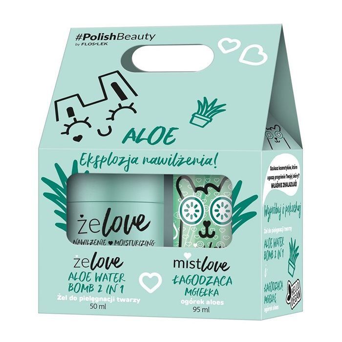 FLOS-LEK ŻELOVE Nawilżenie Aloe Water Bomb 2w1 50 ml + MISTLOVE Łagodząca Mgiełka 95 ml