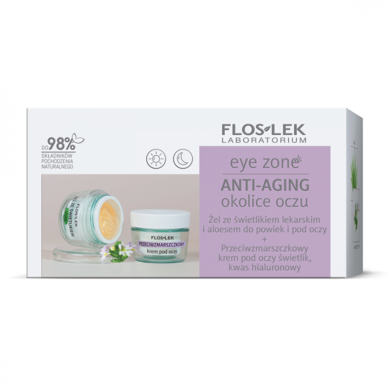 FlosLek Eye Zone Anti-Aging okolice oczu Zestaw (żel do powiek i pod oczy, 10 g + krem pod oczy, 15 ml), 1 szt.