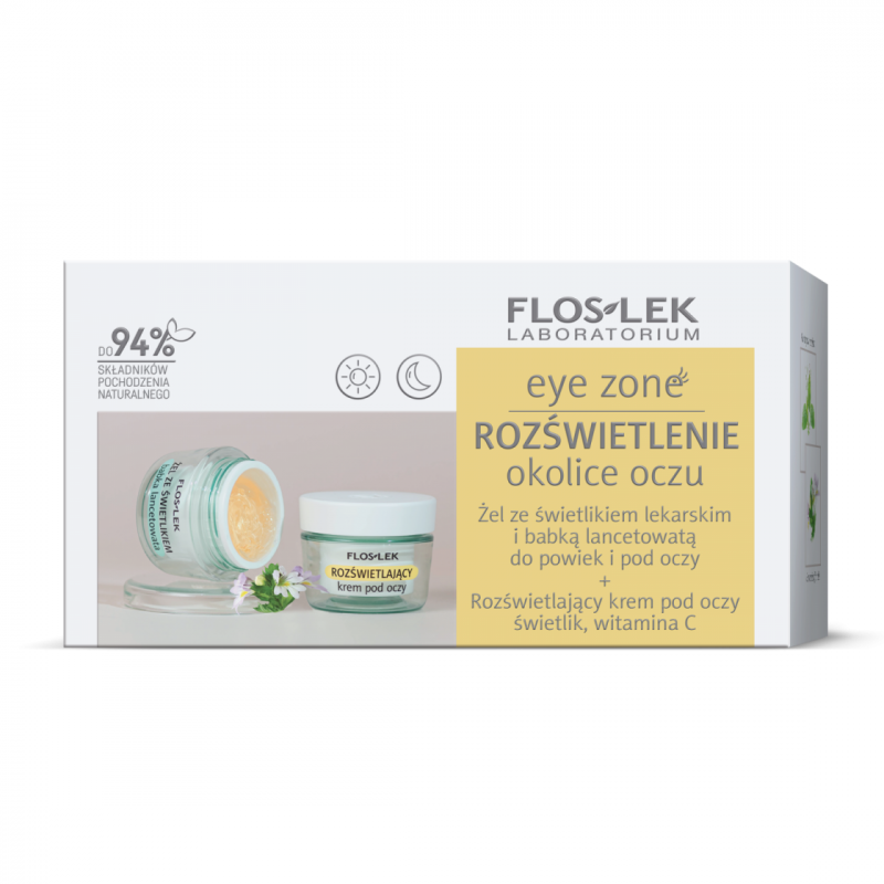 FlosLek Eye Zone Rozświetlenie okolic oczu Zestaw (żel do powiek i pod oczy, 10 g + krem pod oczy, 15 ml), 1 szt.