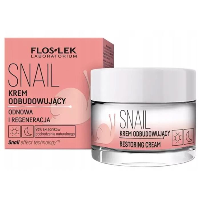 FlosLek Snail Krem odbudowujący na dzień i na noc, 50 ml