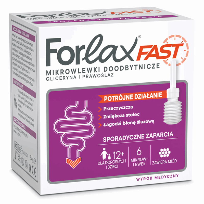 Forlax Fast Mikrowlewki doodbytnicze na zaparcia, 6 szt.