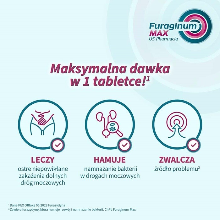Furaginum MAX US Pharmacia 100 mg tabletki na zakażenia dróg moczowych, 30 szt.