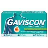 Gaviscon (smak mięty) 24 tabletek do rozgryzania i żucia