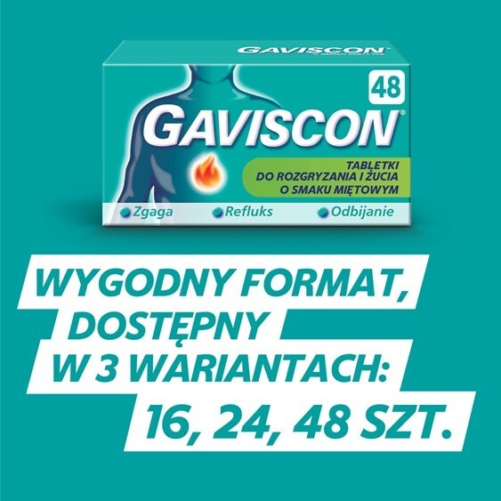 GAVISCON (SMAK MIĘTY) 48 tabletek do rozgryzania i żucia