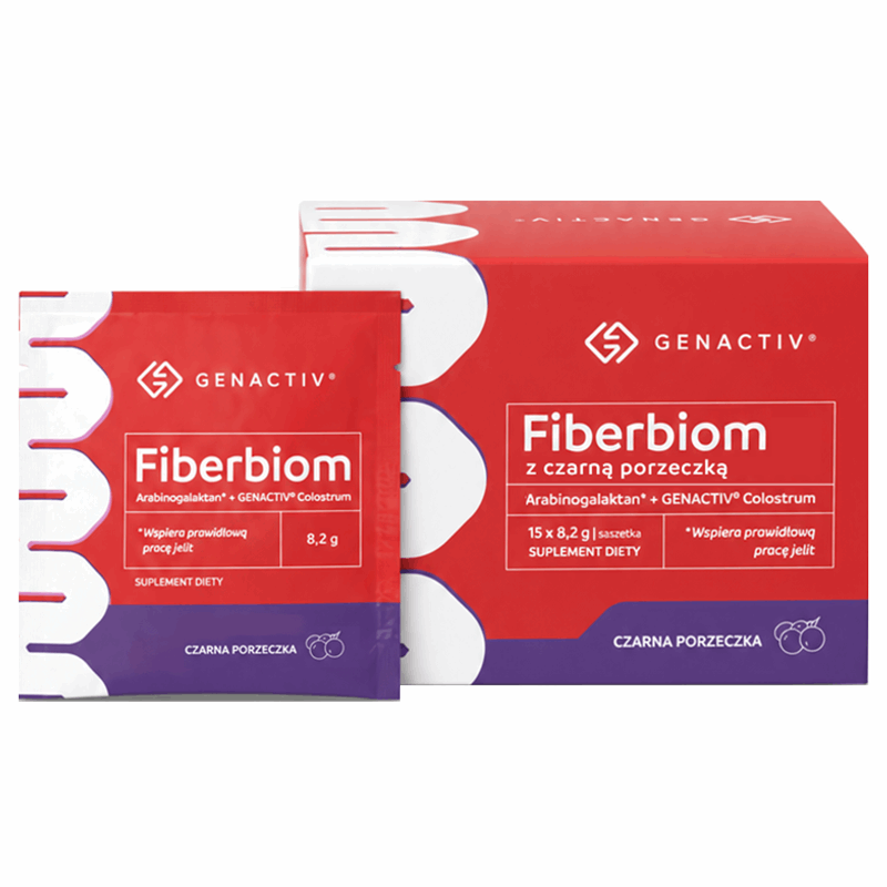 Genactiv Fiberbiom z czarną porzeczką saszetki, 15 szt.