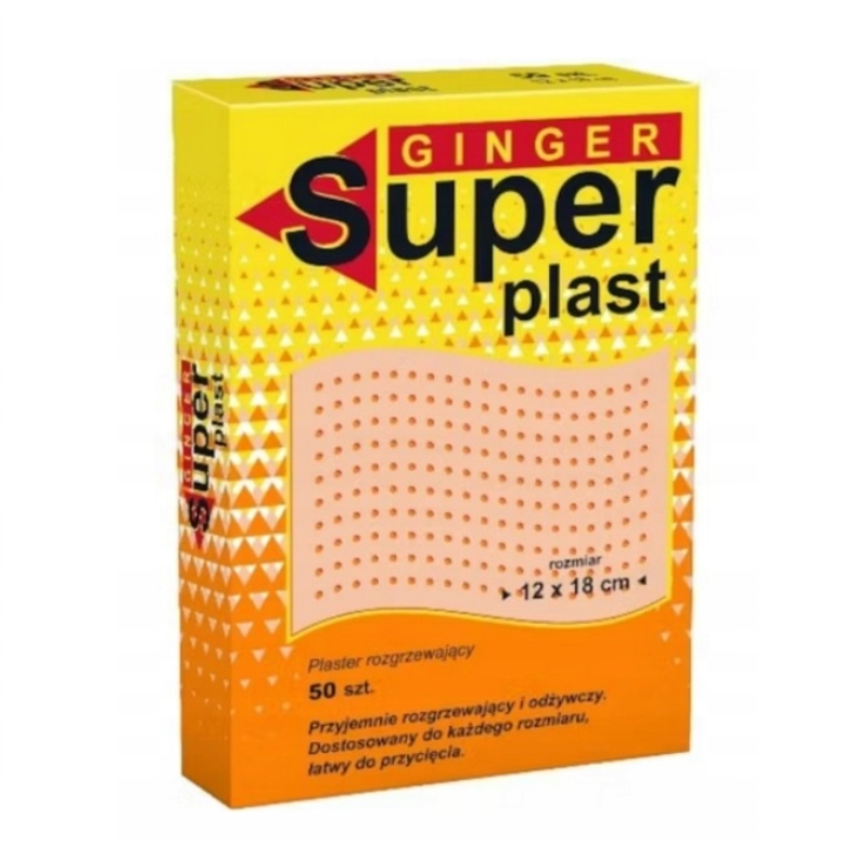 Ginger Super Plast 12 cm x 18 cm plastry rozgrzewające, 50 szt.