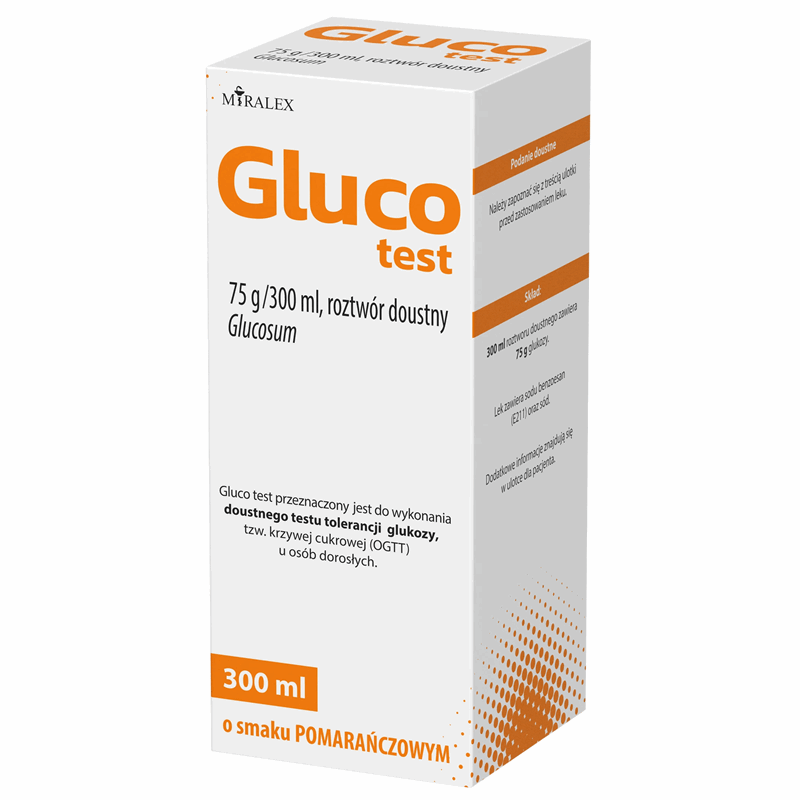 Gluco Test 75 g/300 ml roztwór doustny o smaku pomarańczowym, 300 ml