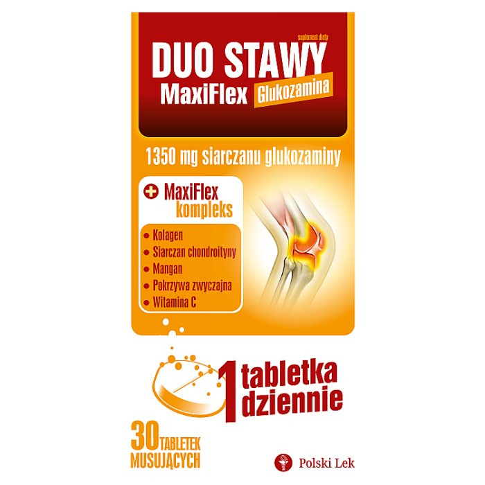 Maxiflex Glukozamina Duo Stawy tabletki musujące o smaku pomarańczowym, 30 szt.