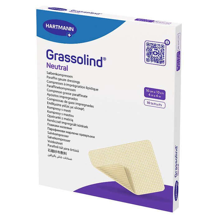 GRASSOLIND NEUTRAL Opatrunek z maścią 10 cm x 10 cm 10 szt.