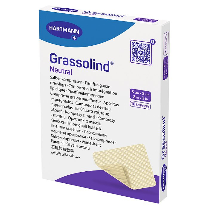 GRASSOLIND NEUTRAL Opatrunek z maścią 5 cm x 5 cm 10 szt.