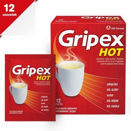Gripex HOT 12 saszetek z proszkiem do sporządzenia roztworu