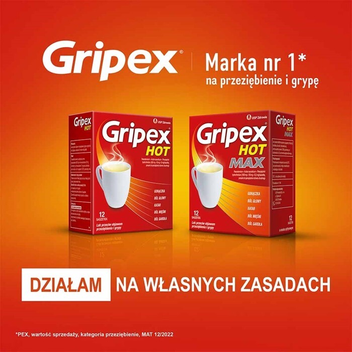Gripex HOT 8 saszetek z proszkiem do sporządzenia roztworu