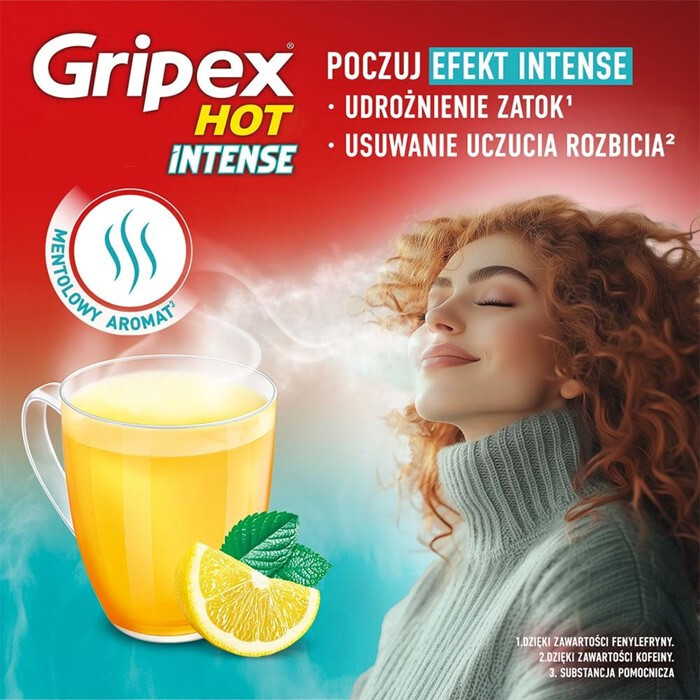 Gripex Hot Intense saszetki na objawy grypy i przeziębienia, 12 szt.