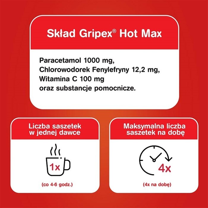 Gripex HOT MAX 8 saszetek z proszkiem do sporządzenia roztworu