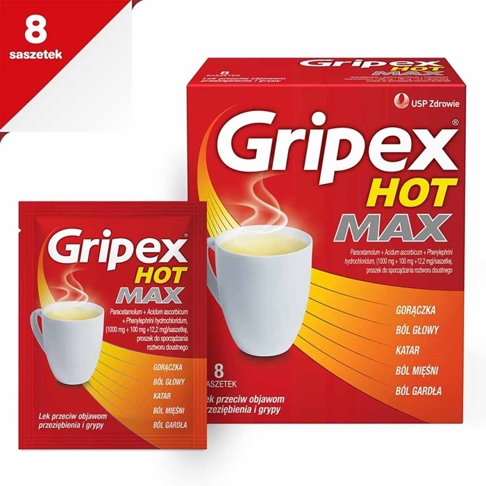 Gripex HOT MAX 8 saszetek z proszkiem do sporządzenia roztworu