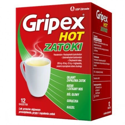 Gripex Hot Zatoki 12 saszetek z proszkiem do sporządzenia roztworu