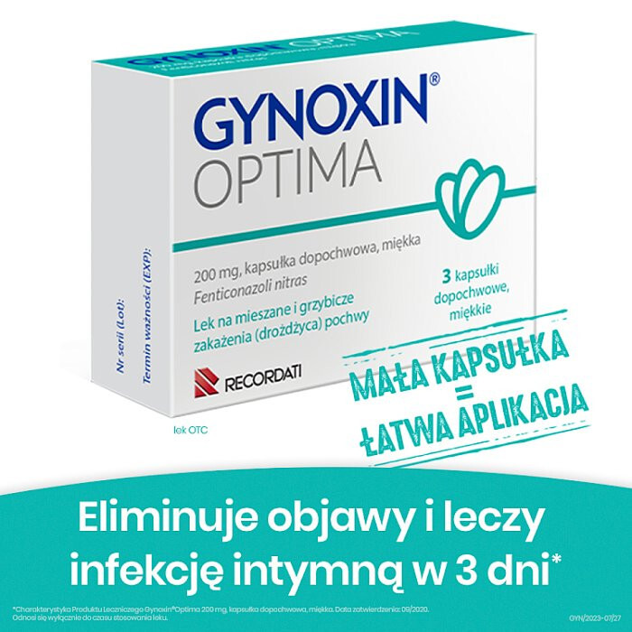 Gynoxin Optima 200 mg 3 kapsułki dopochwowe