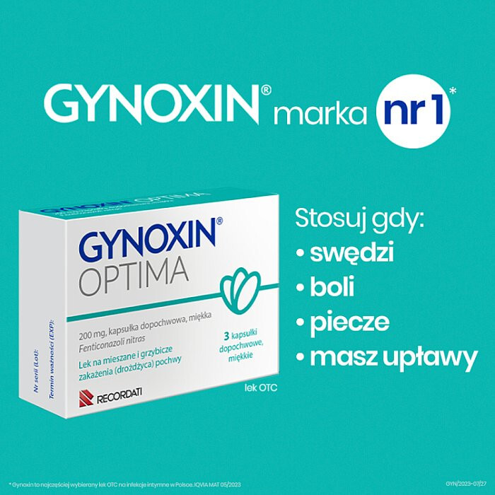 Gynoxin Optima 200 mg 3 kapsułki dopochwowe