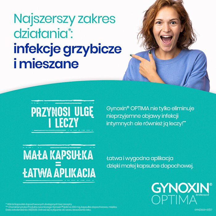 Gynoxin Optima 200 mg 3 kapsułki dopochwowe