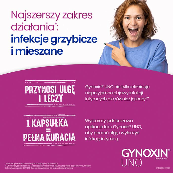 Gynoxin UNO 600 mg 1 globulka dopochwowa