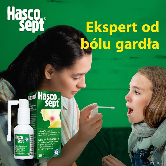 Hascosept aerozol 30 g / Ból gardła